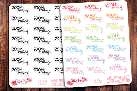 Zoom Meeting Hand Lettering Planner Stickers HL069